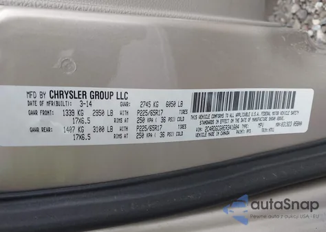 2014 Dodge Grand Caravan Sxt из США, поврежденный, VIN 2C4RDGCG0ER341604